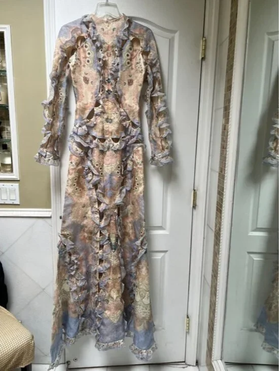 Pastel Floral Ruffled Cutout Dress - Picture 8 of 14